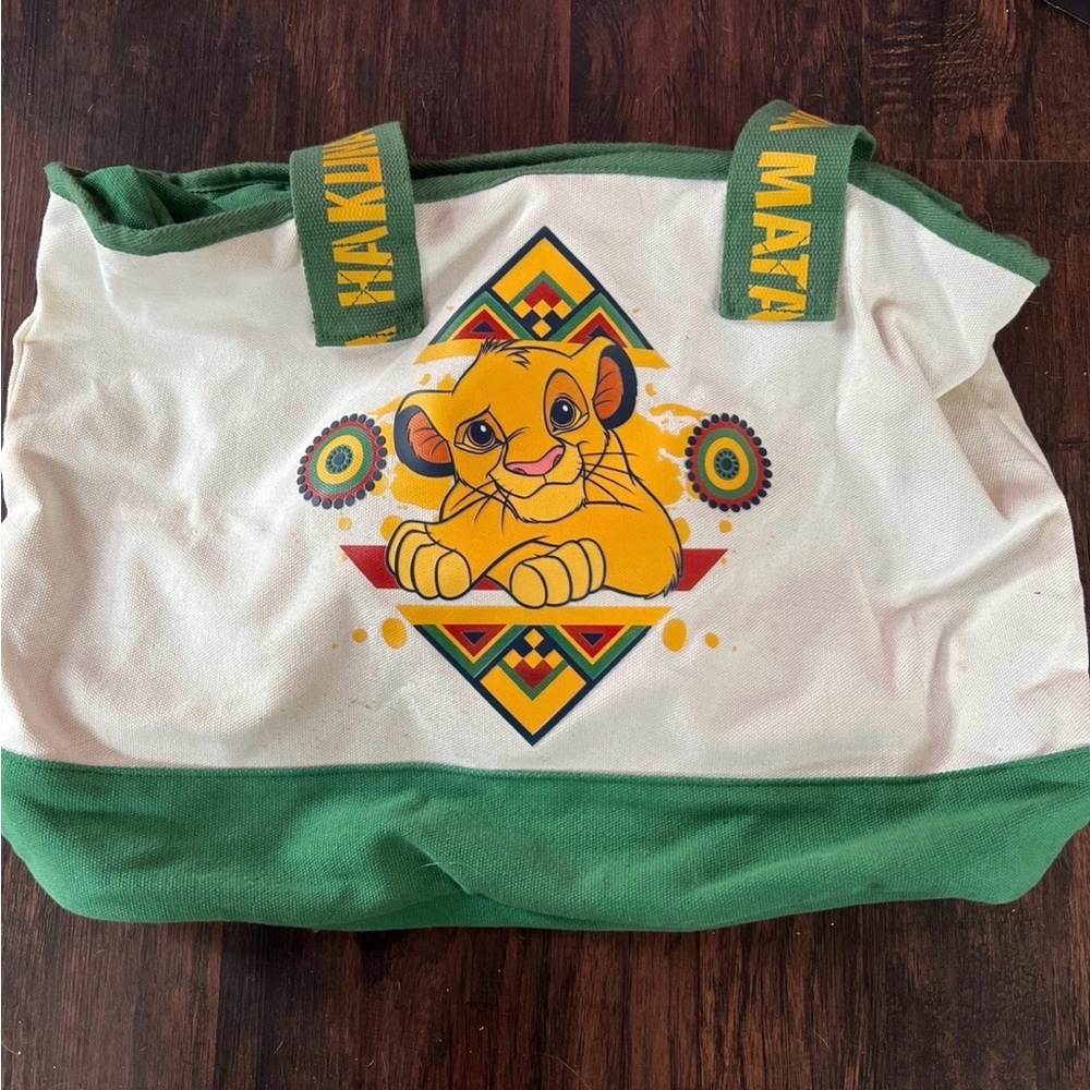 Disney The Lion King Green White Yellow Canvas Tote